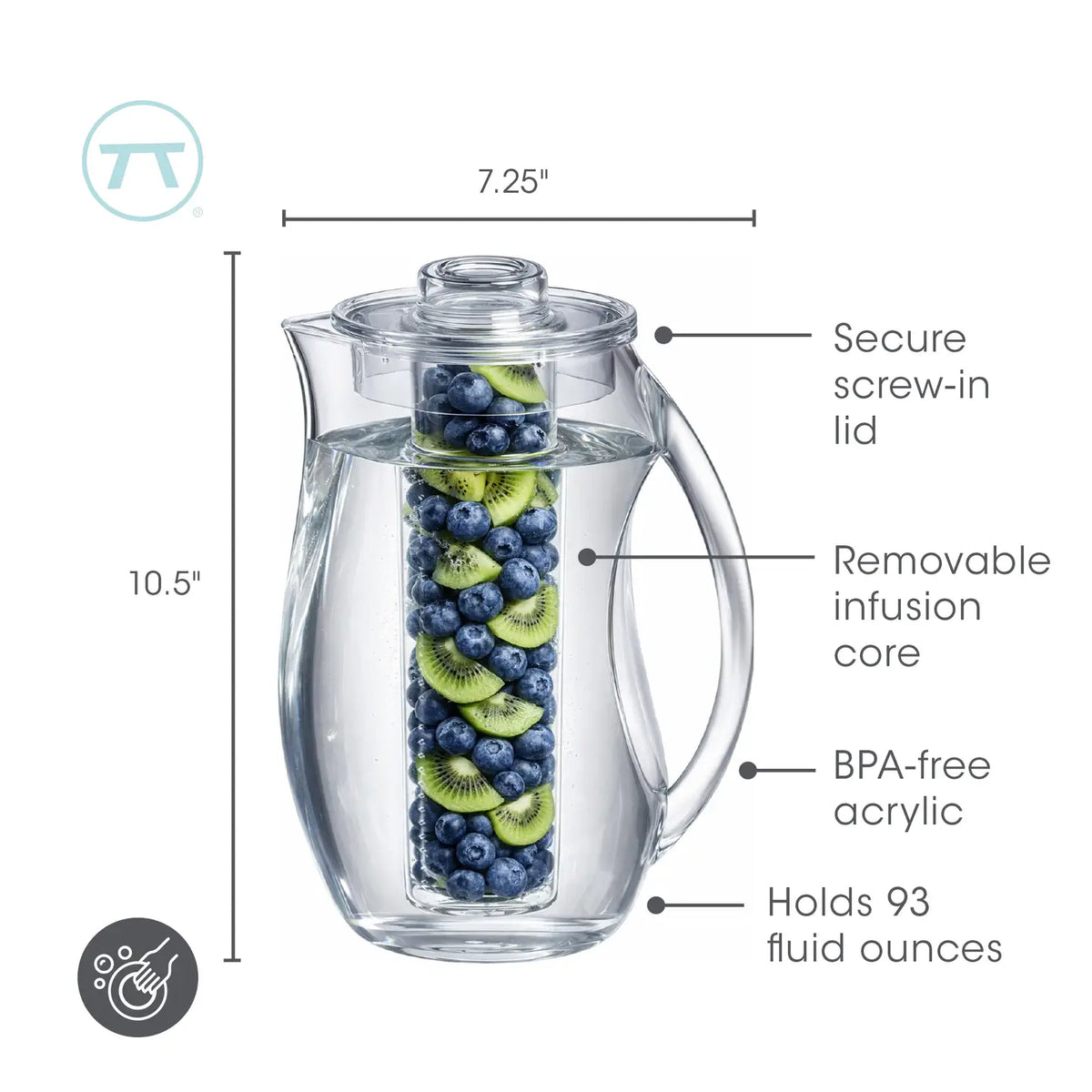 93oz Acrylic Fruit Infuser Pitcher