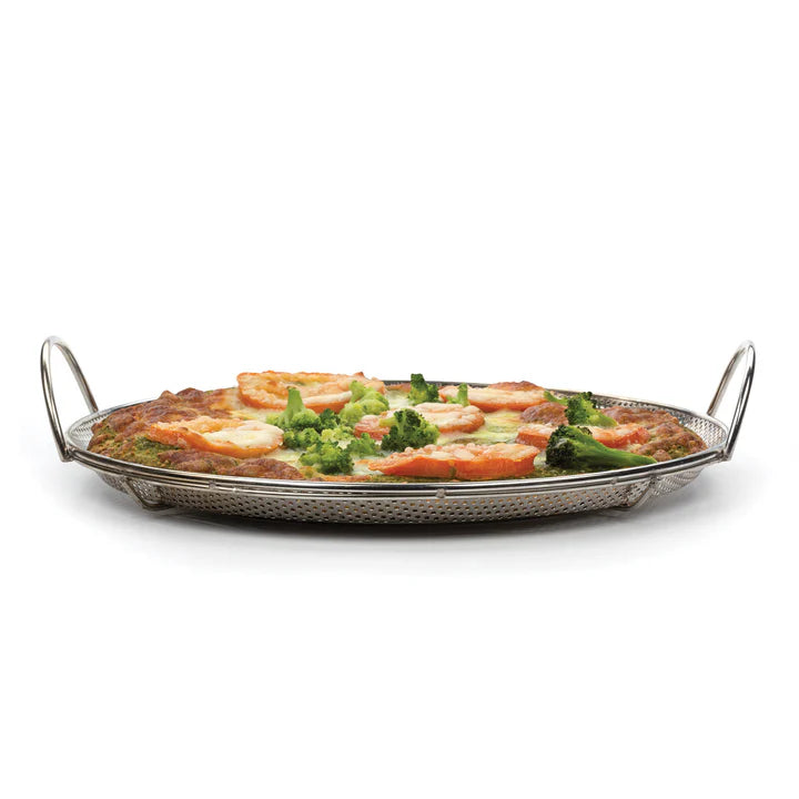 BBQ Pizza Pan, Pierced Stainless Steel