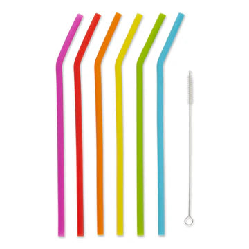 Silicone Bent Straw S/6 10"