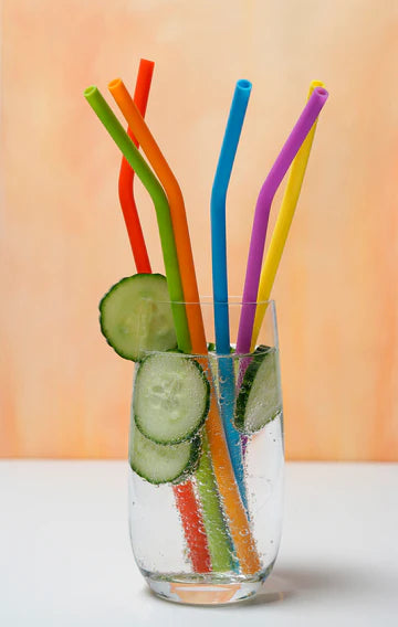 Silicone Bent Straw S/6 10"