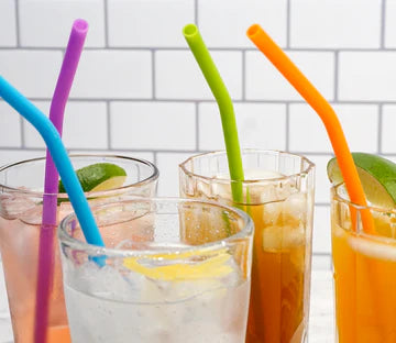 Silicone Bent Straw S/6 10"