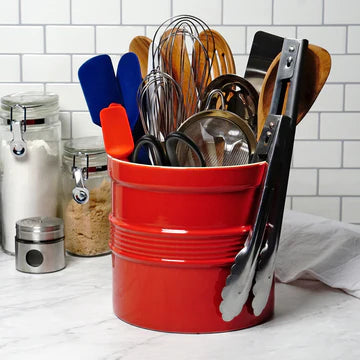 Tool Crock Stoneware Oversized, Red