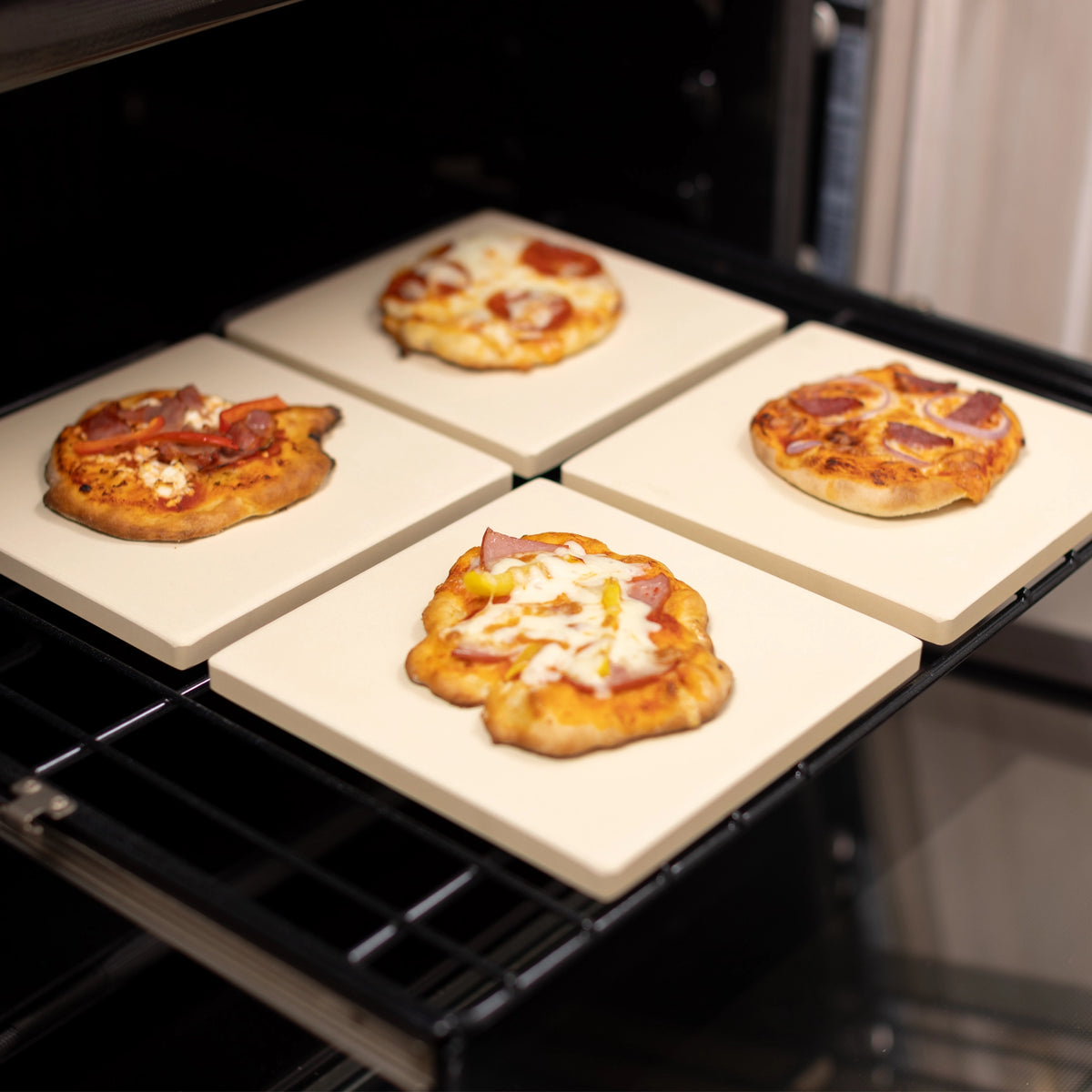 S/4 7.5" Square Pizza Stones Cordierite Unglazed