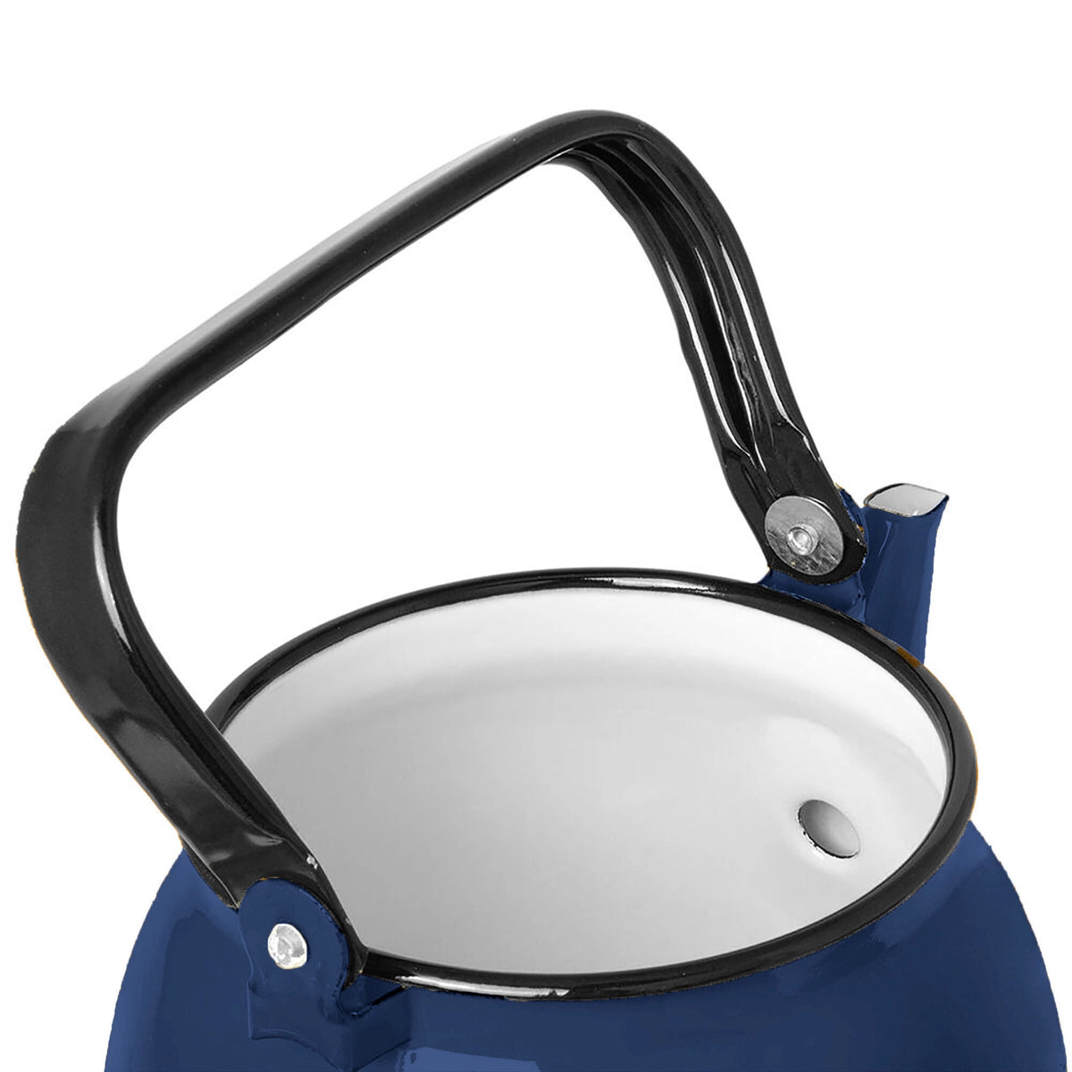 Valentine Navy Blue 2.7qt Medium Vintage Enamel Kettle with Metal Handle