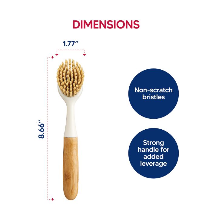 Dish Scrub Brush Bamboo Long Handle