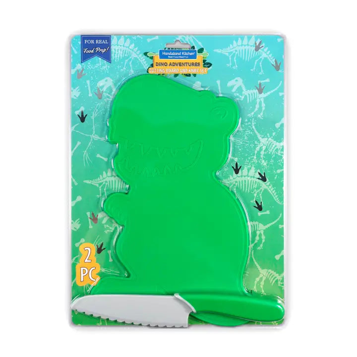 Dinosaur Cutting Board and Kid-Safe Knife Set