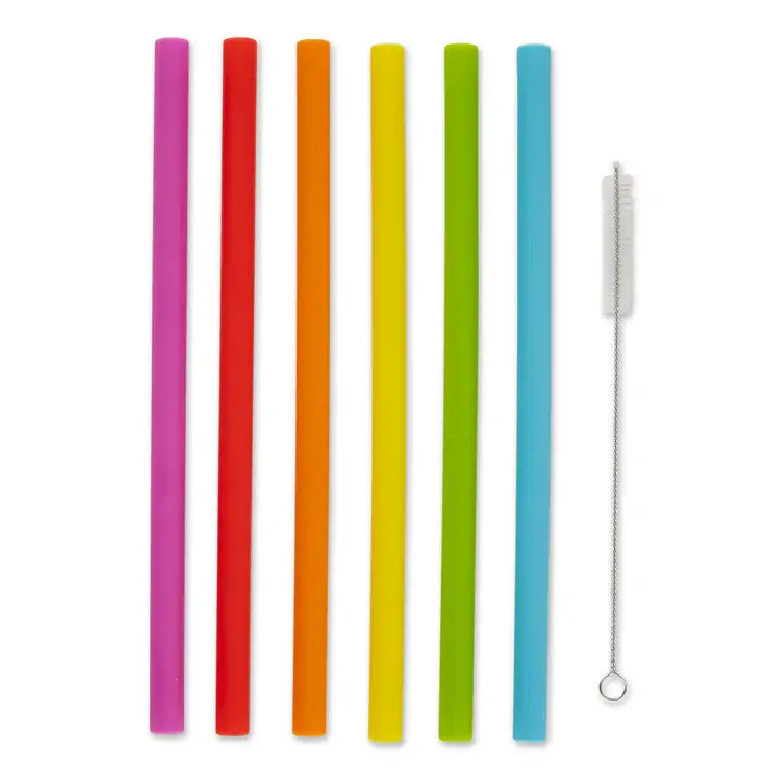 S/6 10" Silicone Smoothie Straws