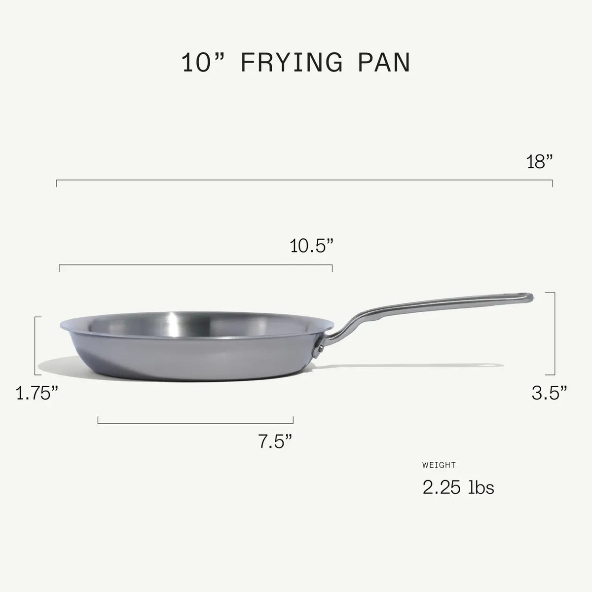 10" Stainless Steel Clad Frying Pan - Gold Handles