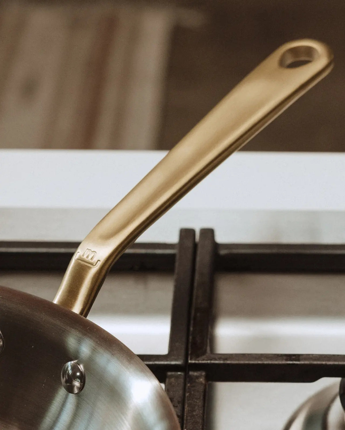 10" Stainless Steel Clad Frying Pan - Gold Handles