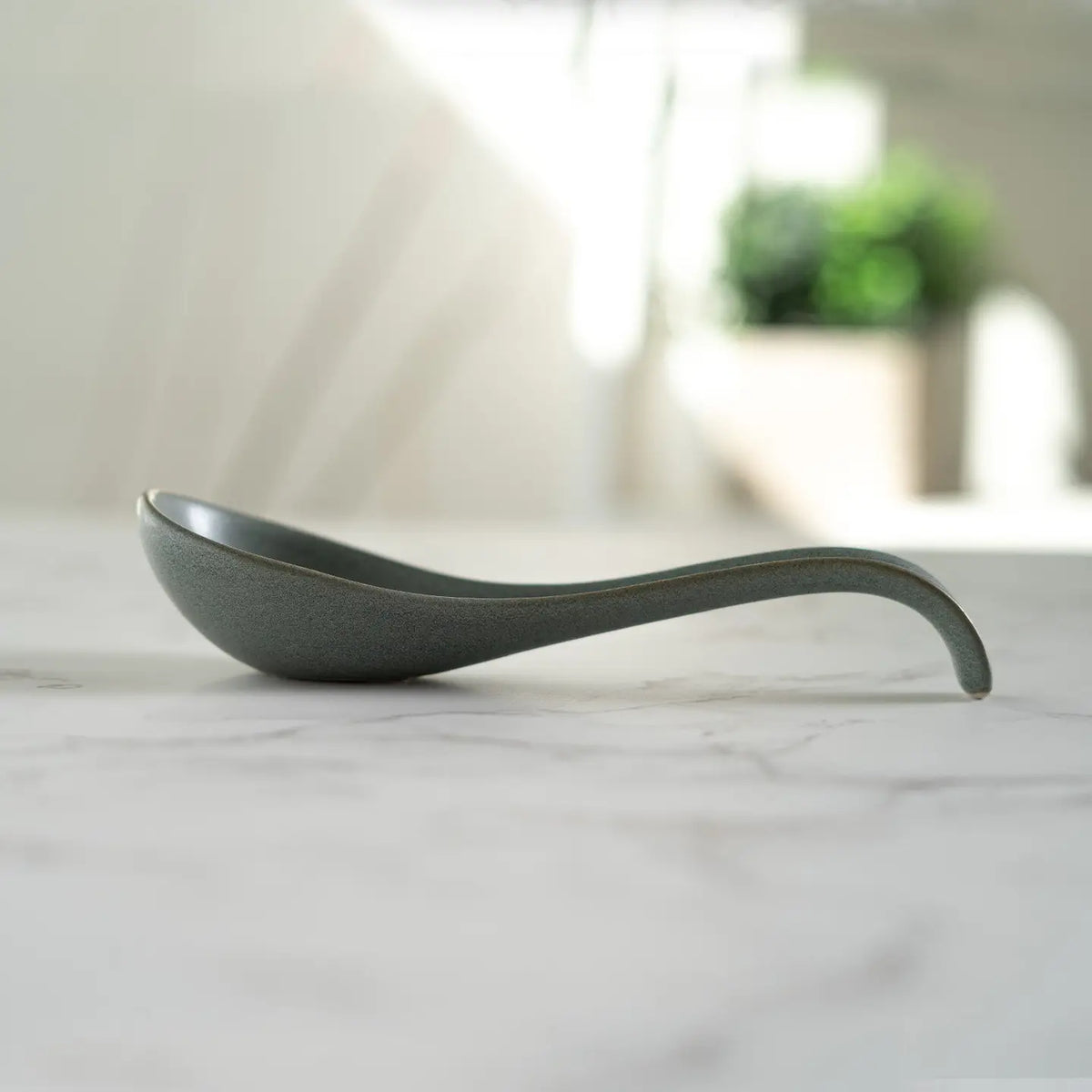 Green 5.9"L Porcelain Soup Spoon