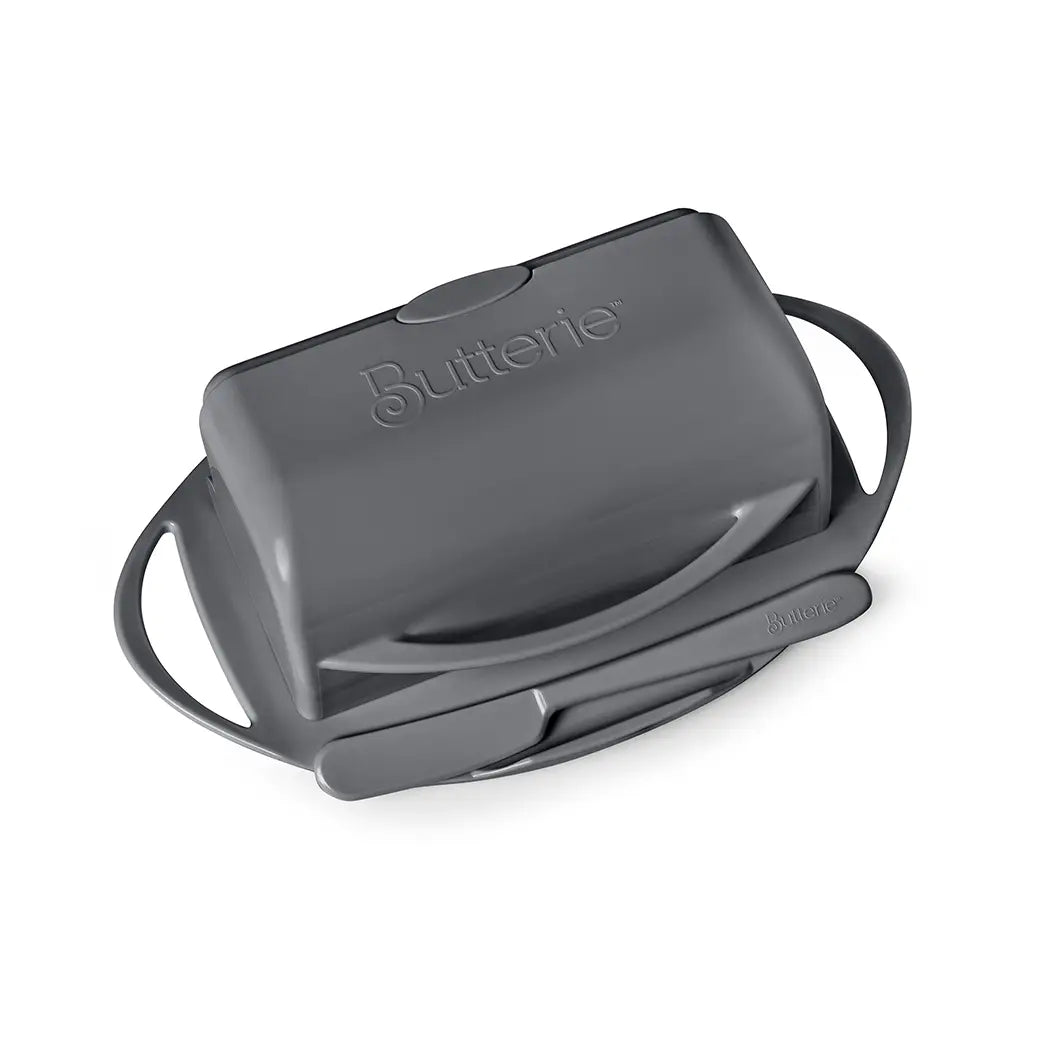 Flip-Top Butterie Butter Dish, w/ Spreader, Gray