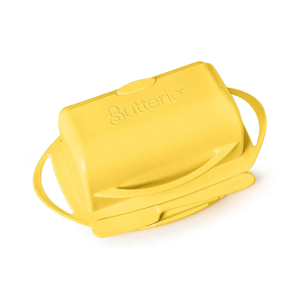 Flip-Top Butterie Butter Dish, w/ Spreader, Yellow