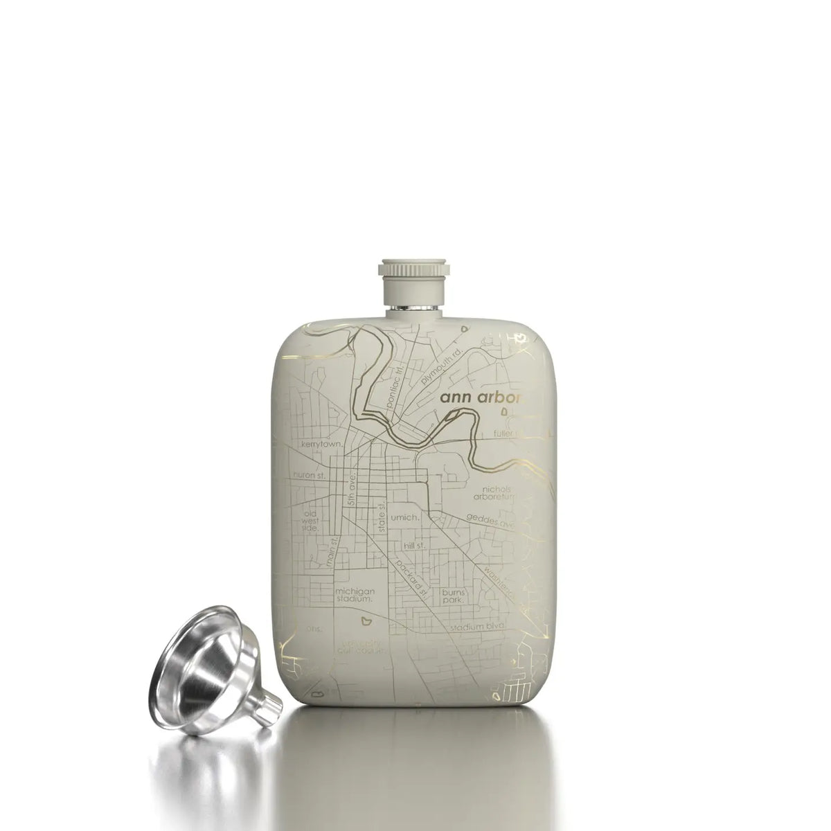 White Ann Arbor Map Flask