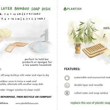 Bamboo Soap Dish Dual Layer