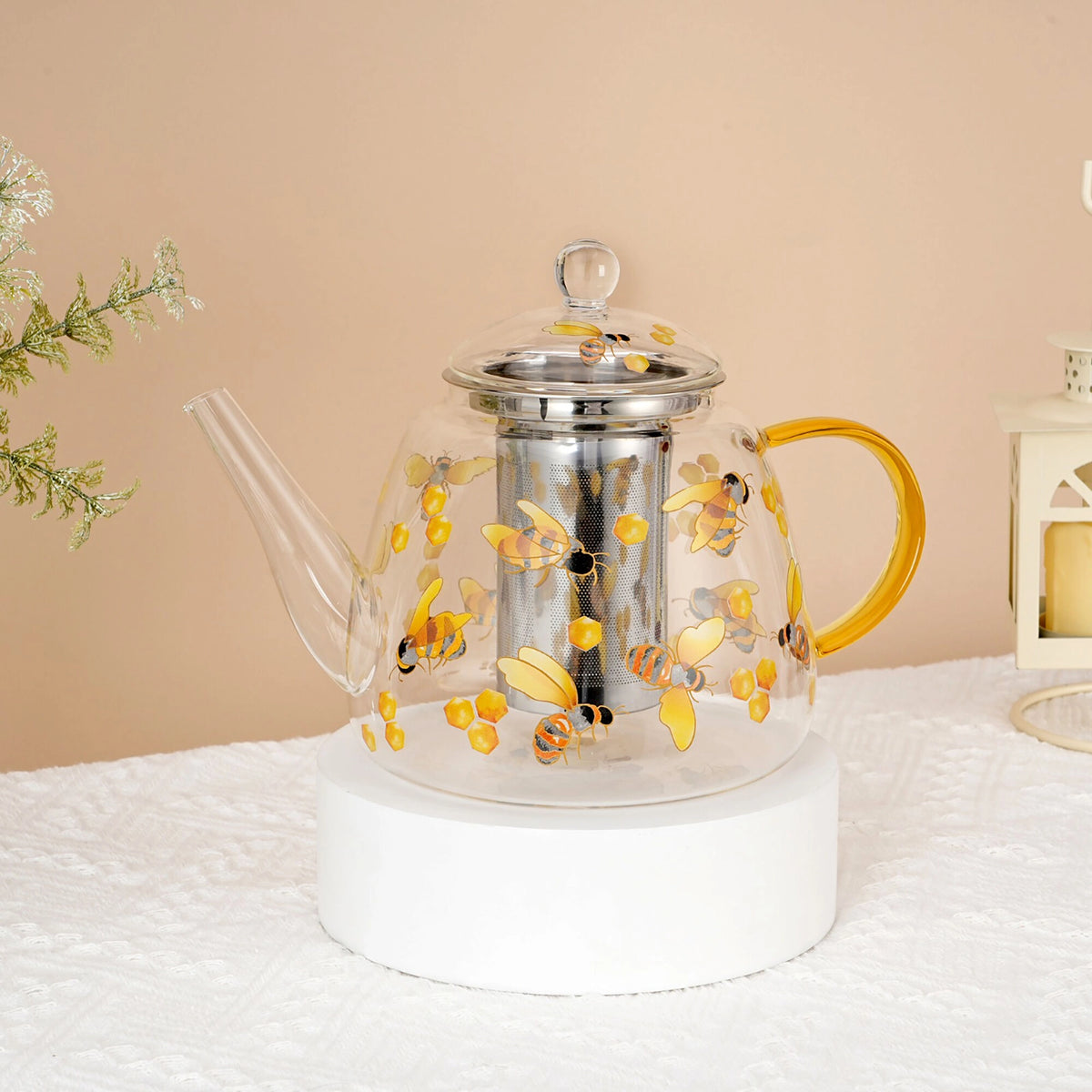 Glass 44oz Honey Bee Teapot with Infuser
