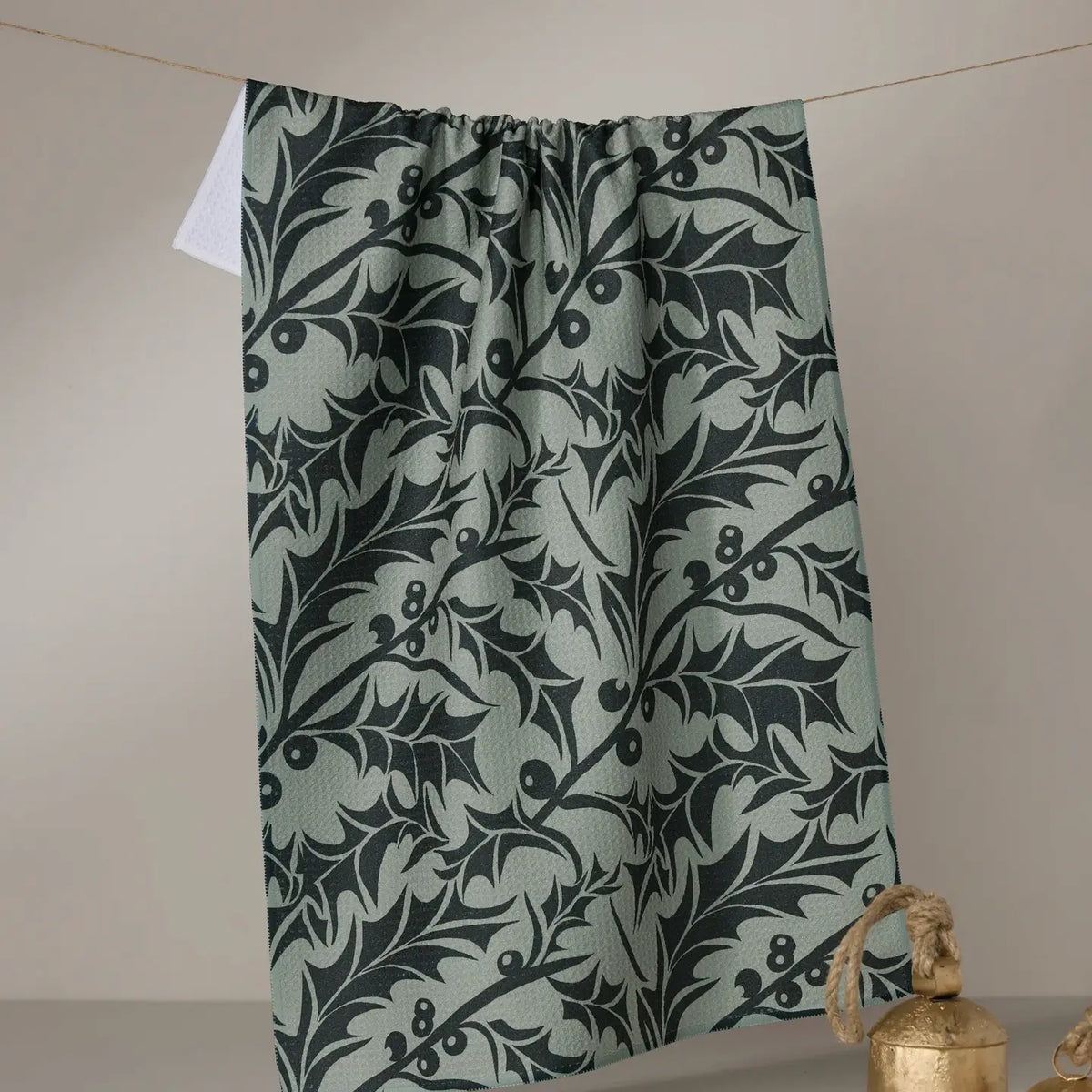 Winter Foliage Tea Towel, Holly