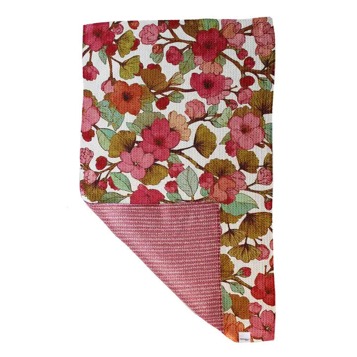 Maroon Blossoms | Two Sided Microfiber Kitchen Tea Towels
