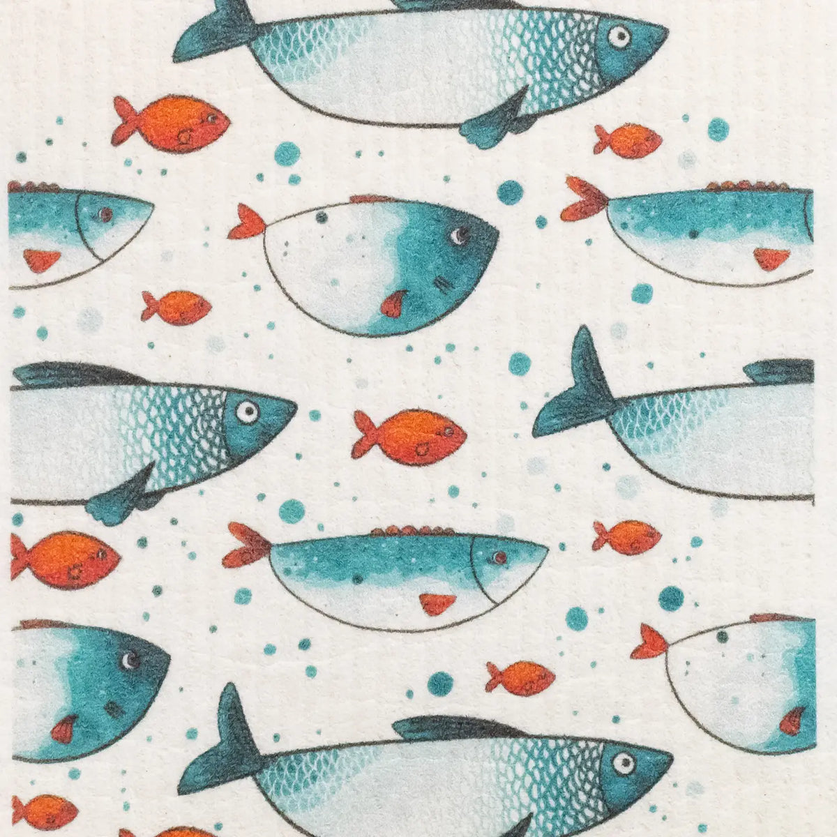 Swedish Dishcloth, Blue Fish School