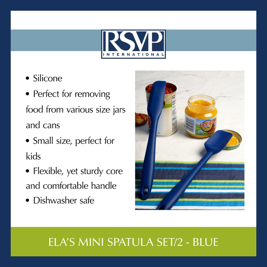 Ela's S/2 Mini Silicone Spatula, Blue