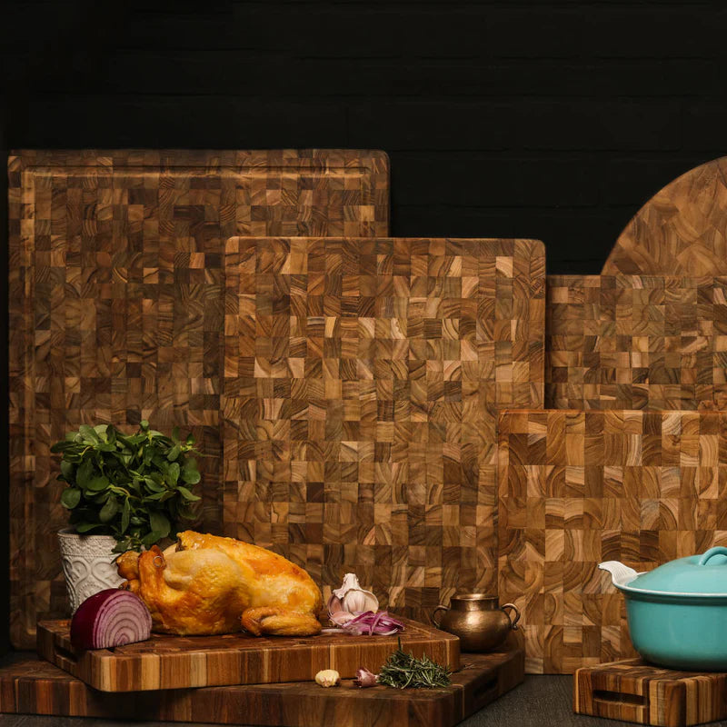 End Grain 16x12 Butcher Block Board w/Hand Grips & Juice Canal