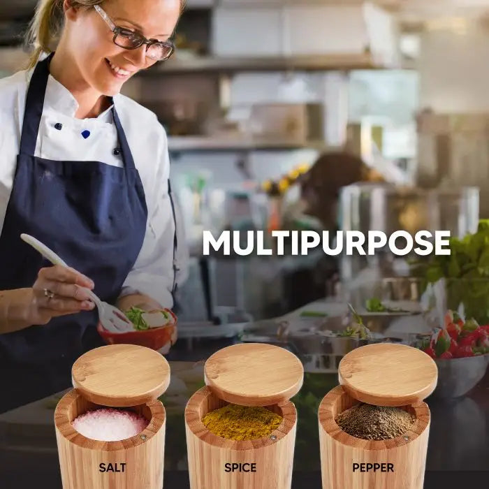 Bamboo Salt Box w/Spoon