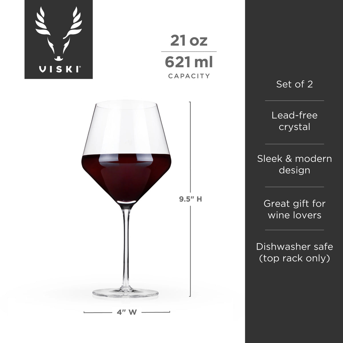 S/2 Angled Crystal Burgundy Glasses