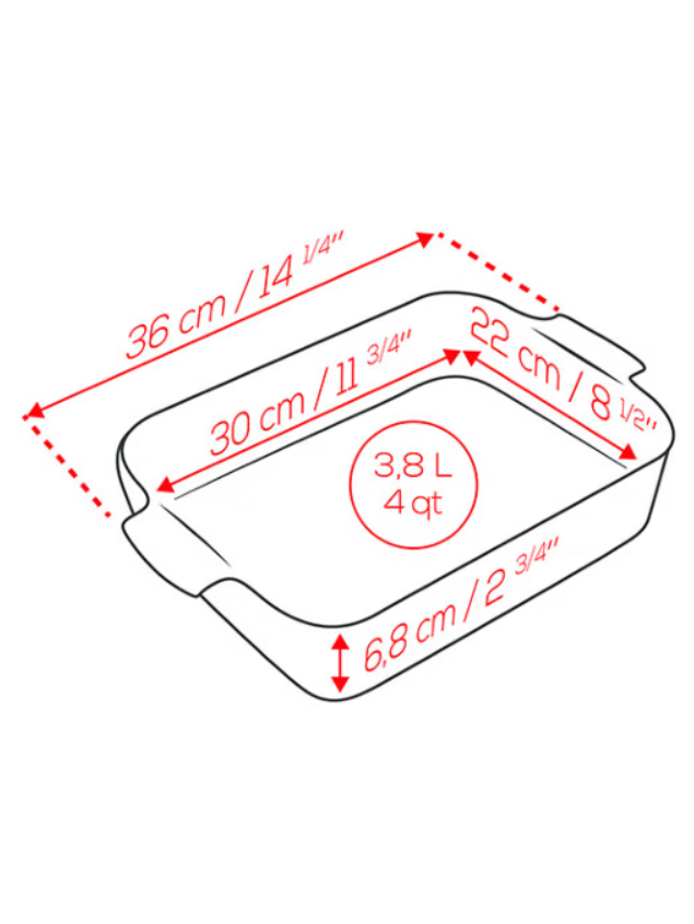 14.25" Rectangular Red Ceramic Baking Dish