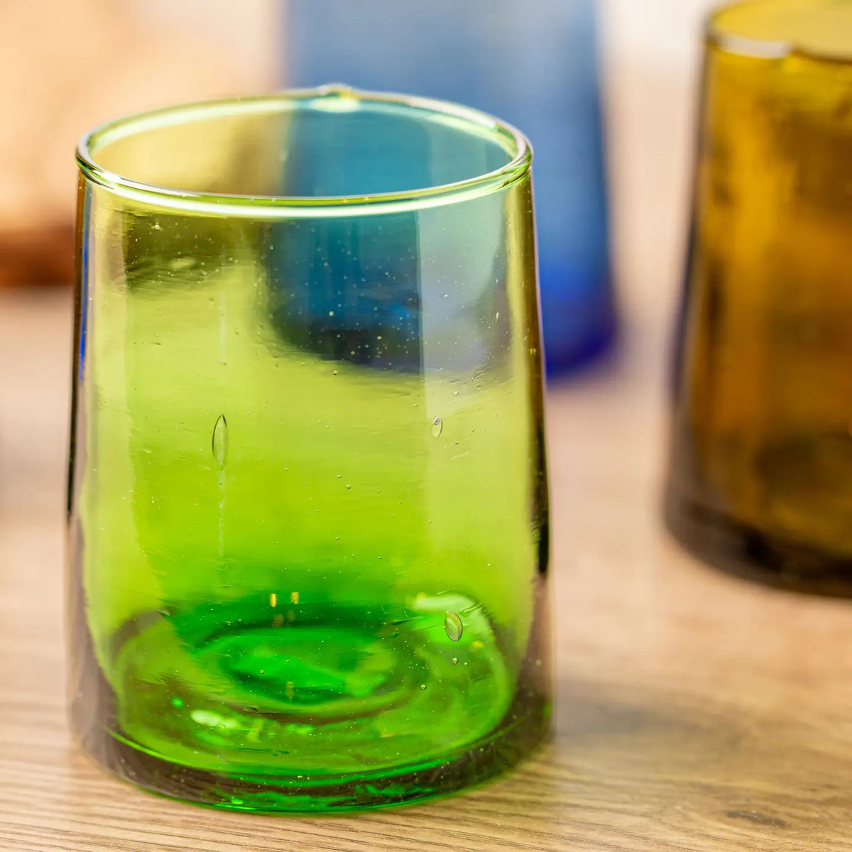 Handblown Moroccan Cone Glass, Small Green