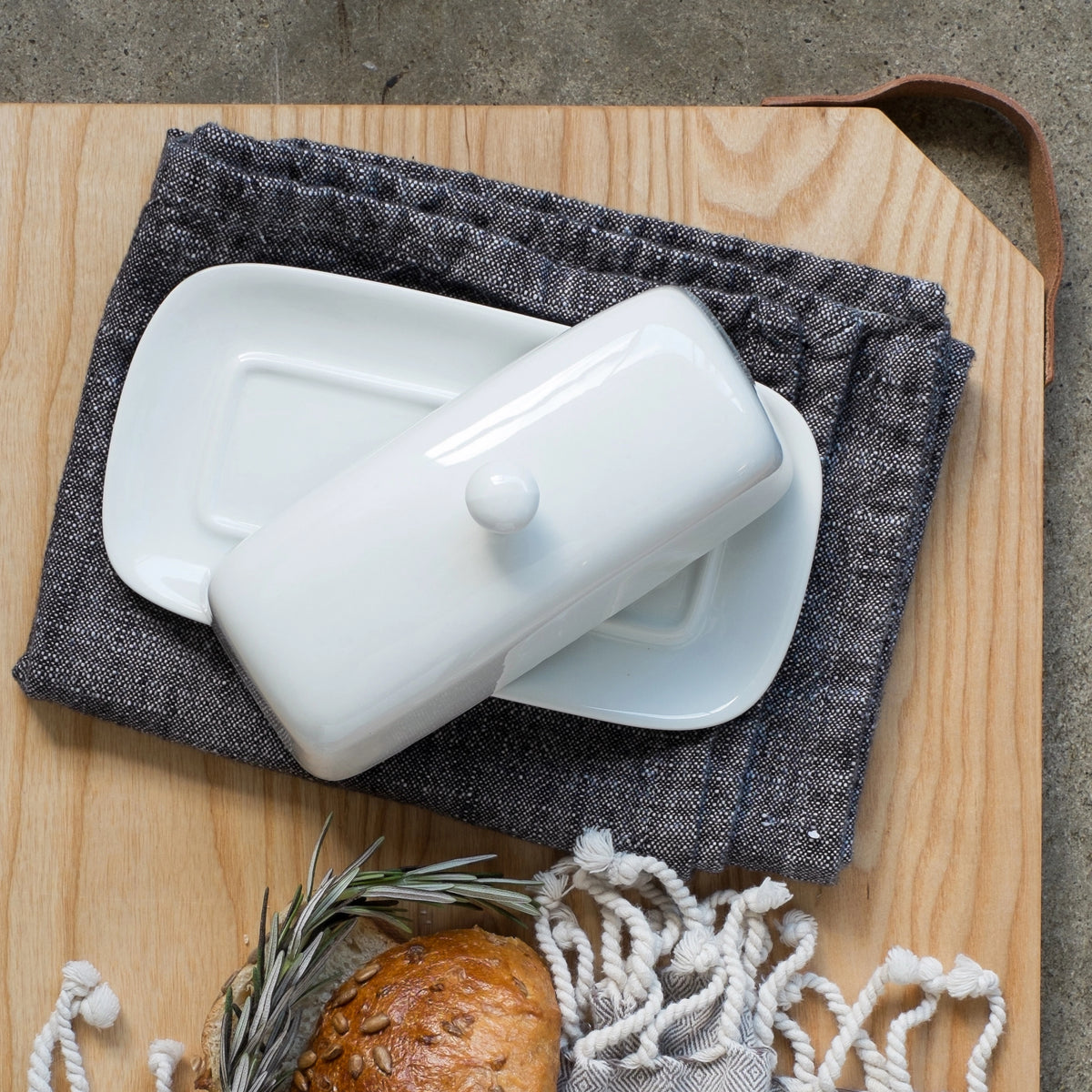 Butter Dish Rect White