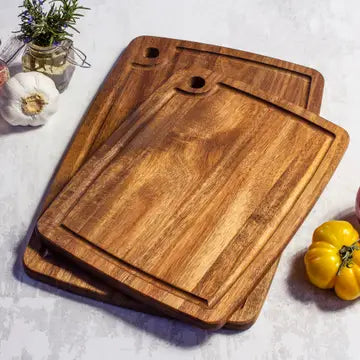 S/2 Acacia Wood Cutting Boards w/Groove