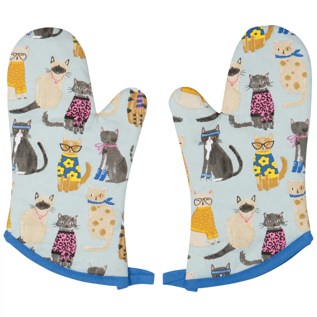S/2 Oven Mitts Feline Fine
