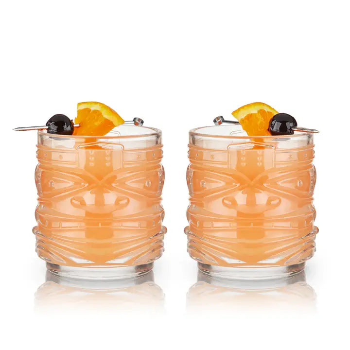 S/2 Crystal Tiki DOF Glasses Stackable