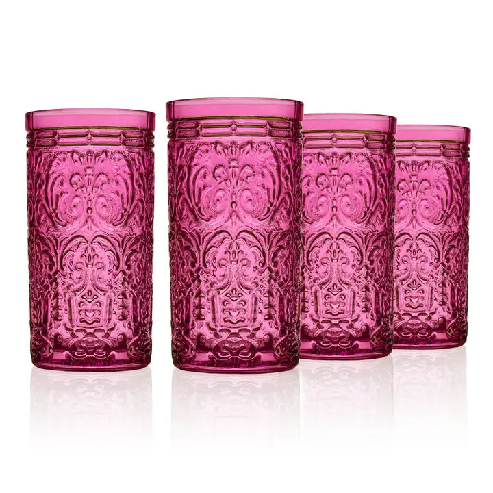 S/4 Jax Highball Glasses Hot Pink