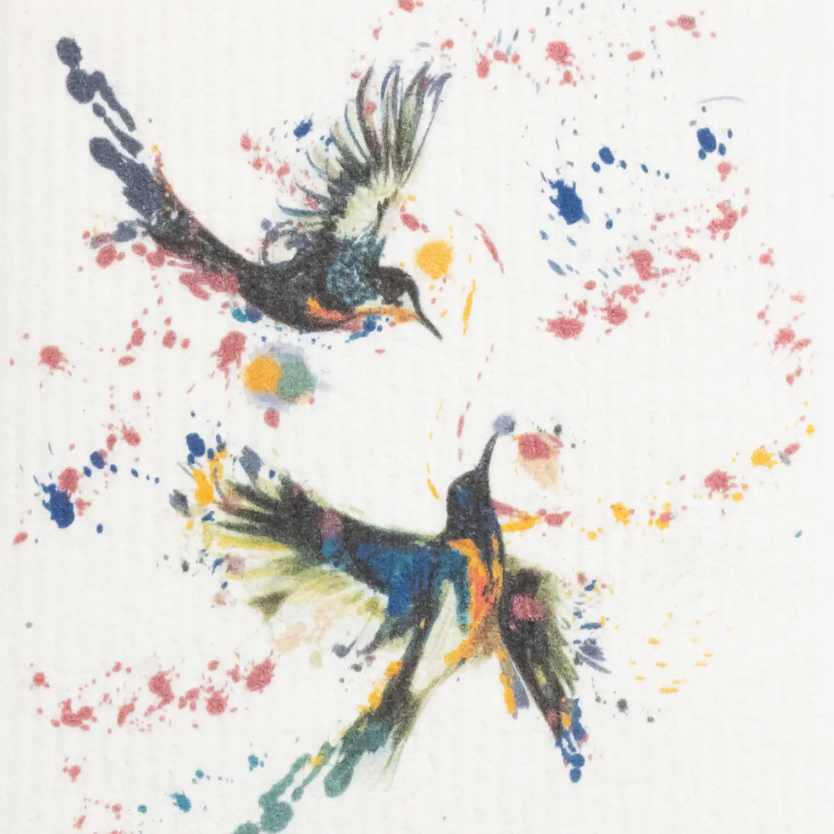 Swedish Dishcloth, 2 Playing Hummingbirds