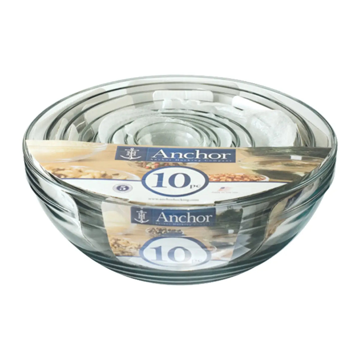 AH S/10 Nesting Glass Mixing Bowls