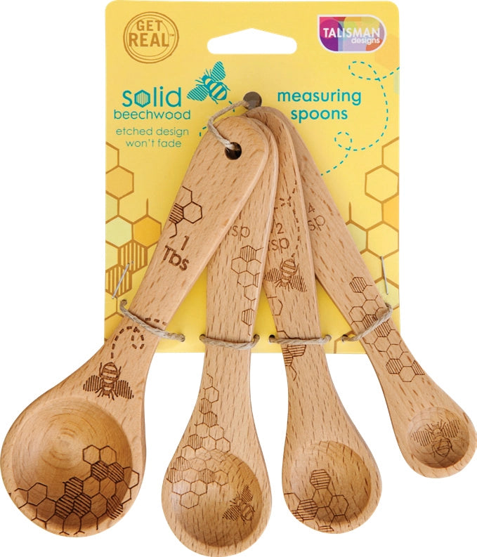 Bee Measuring Spoons, Beechwood