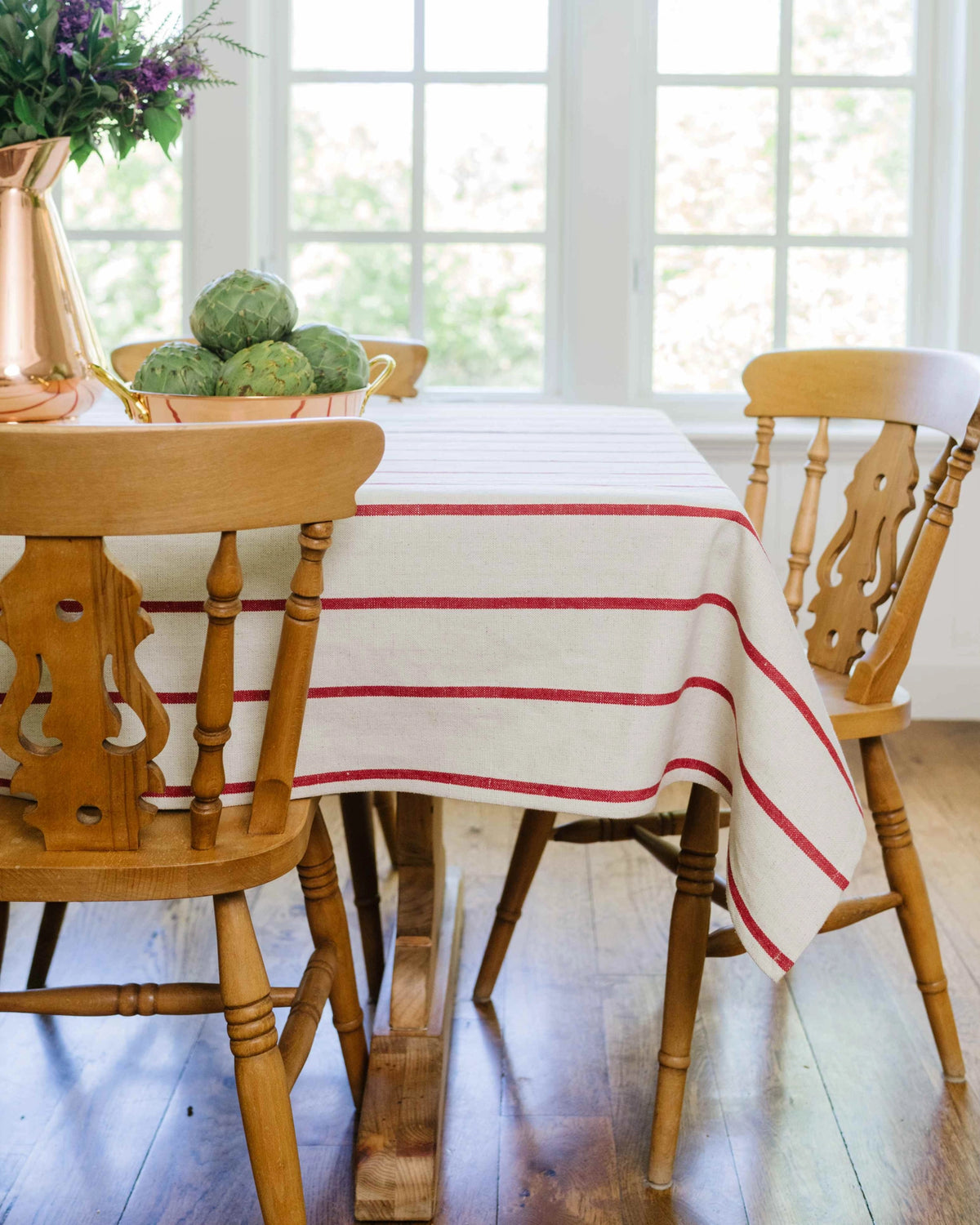 60"x90" Red Striped Tablecloth