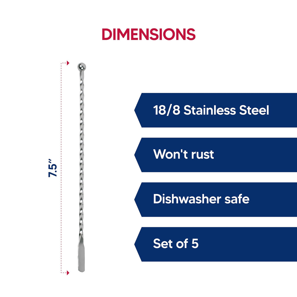 Swizzle Sticks S/5 Stainless