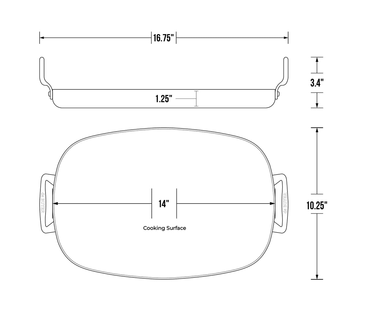 Mineral B, 2 Handle Rectangular Pan 15" x 10.25"