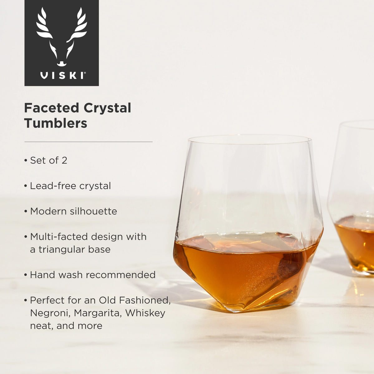 S/2 Faceted Crystal Tumblers, Seneca