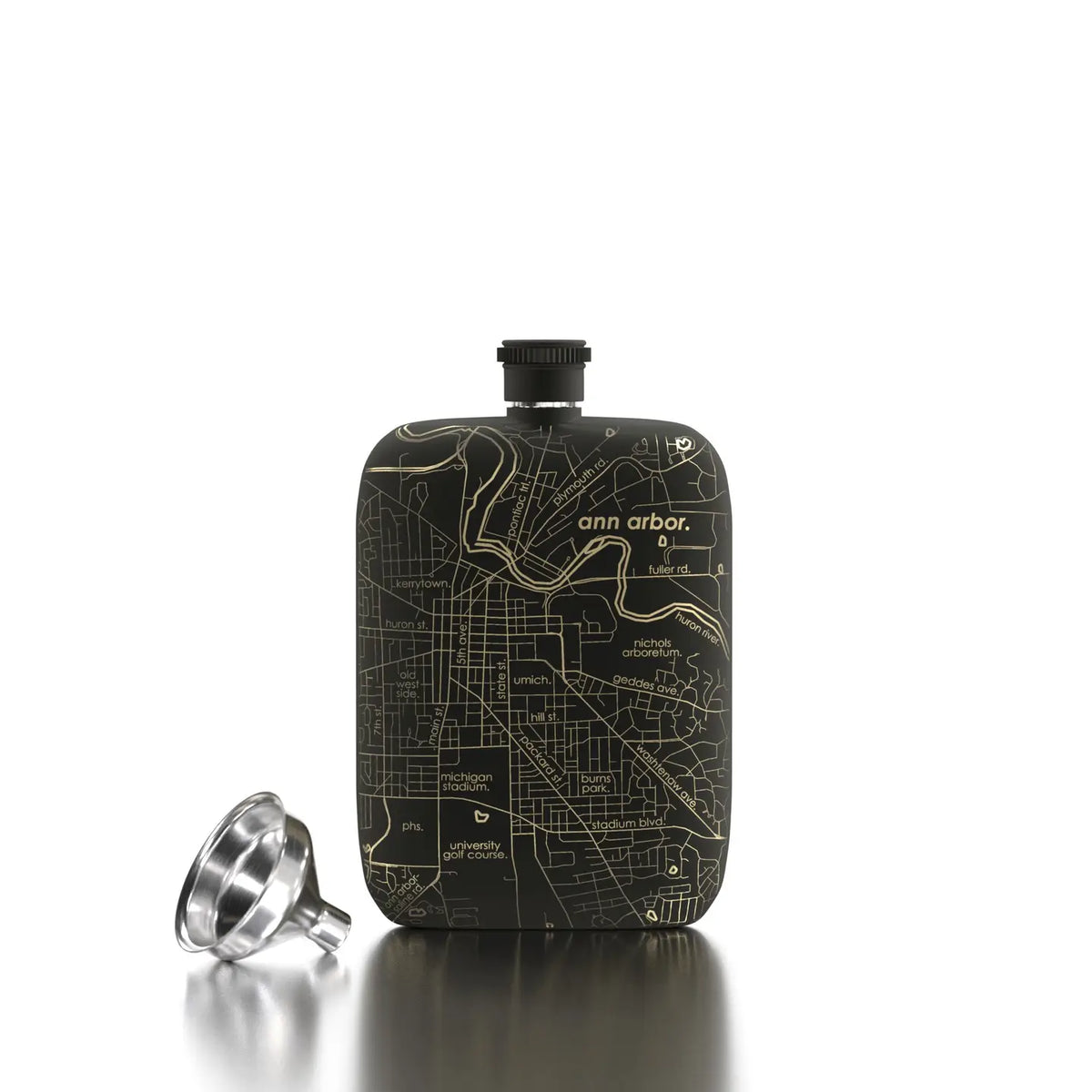 Black Ann Arbor Map Flask