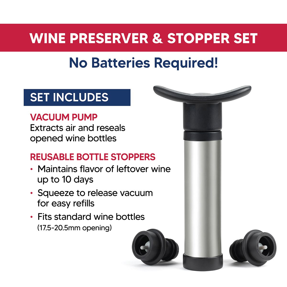 Wine Pump & Stopper Set
