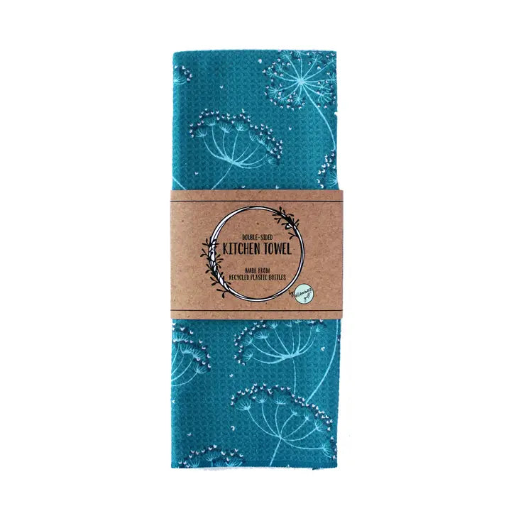 Teal Queen Anne's Lace | Two Sided Tea Towels