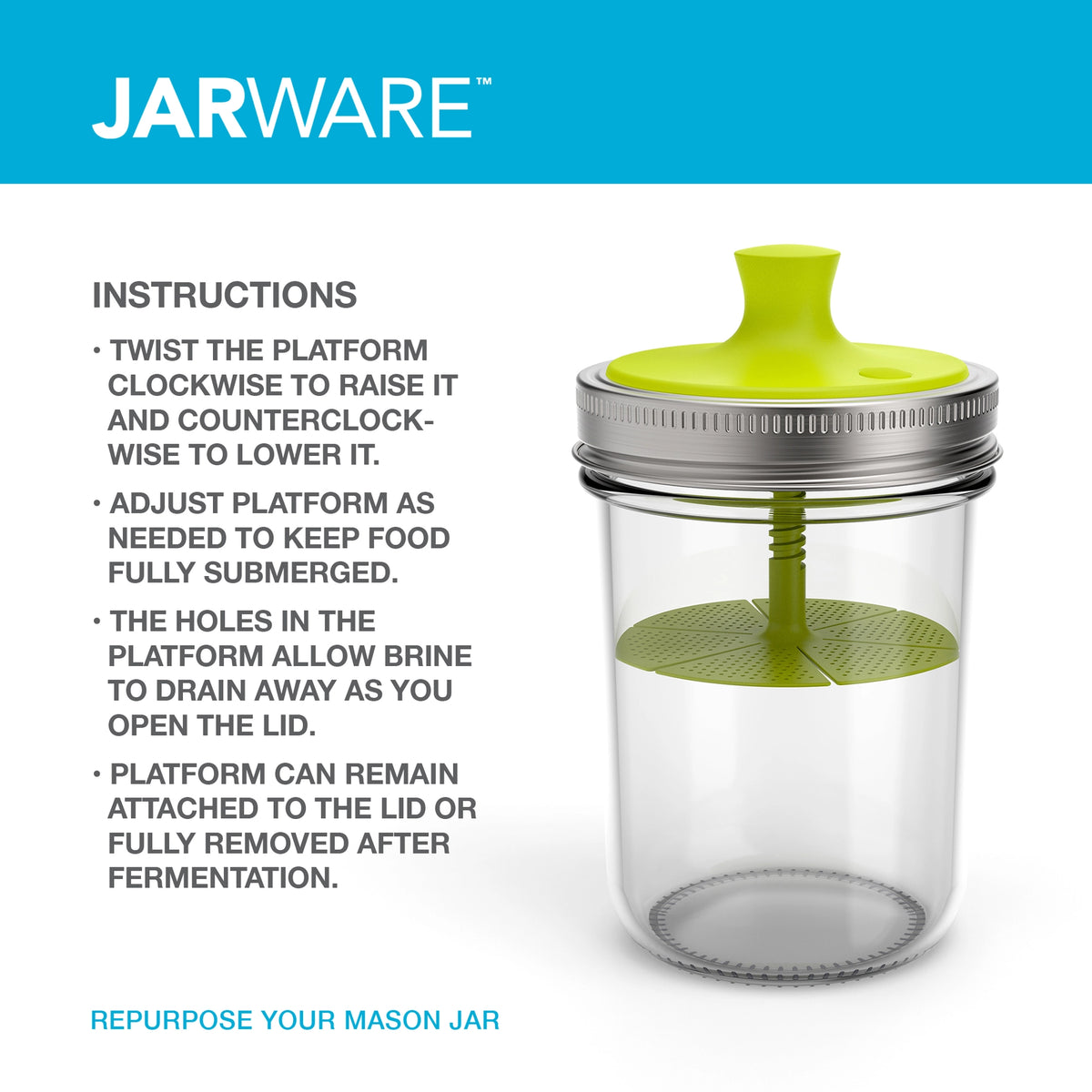 Jarware Fermentation Lid, Wide Mouth