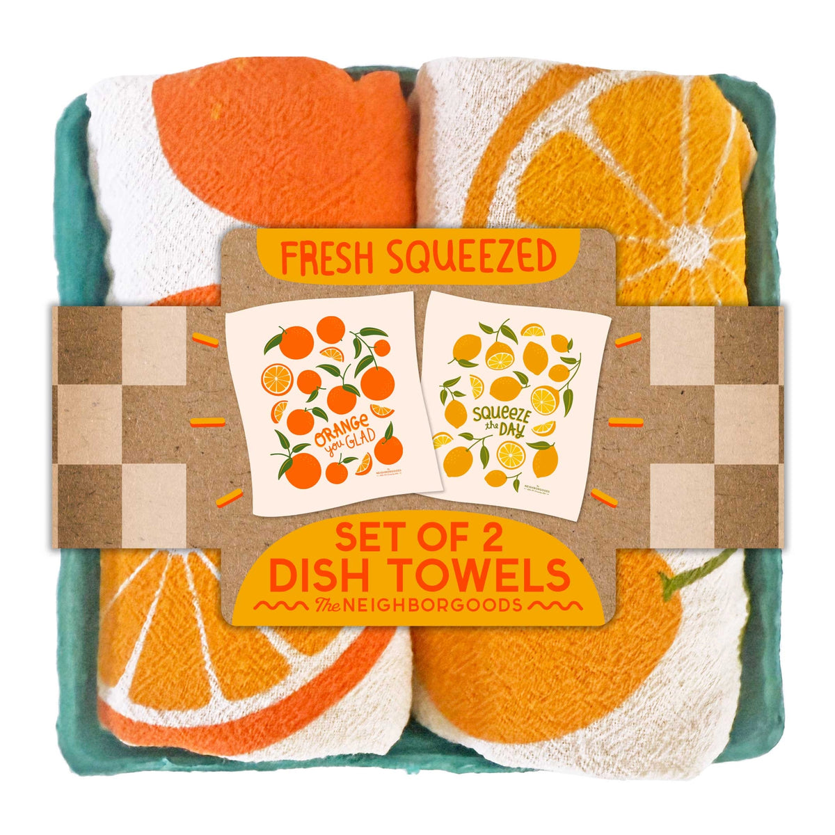 "Fresh Squeezed" Floursack Dish Towel S/2