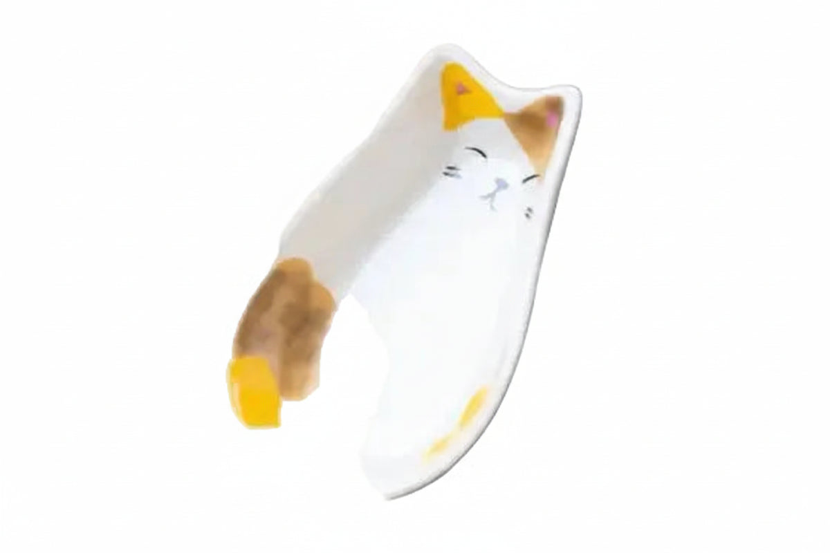 Cat Soy Dish Plate Oblong Orange Face