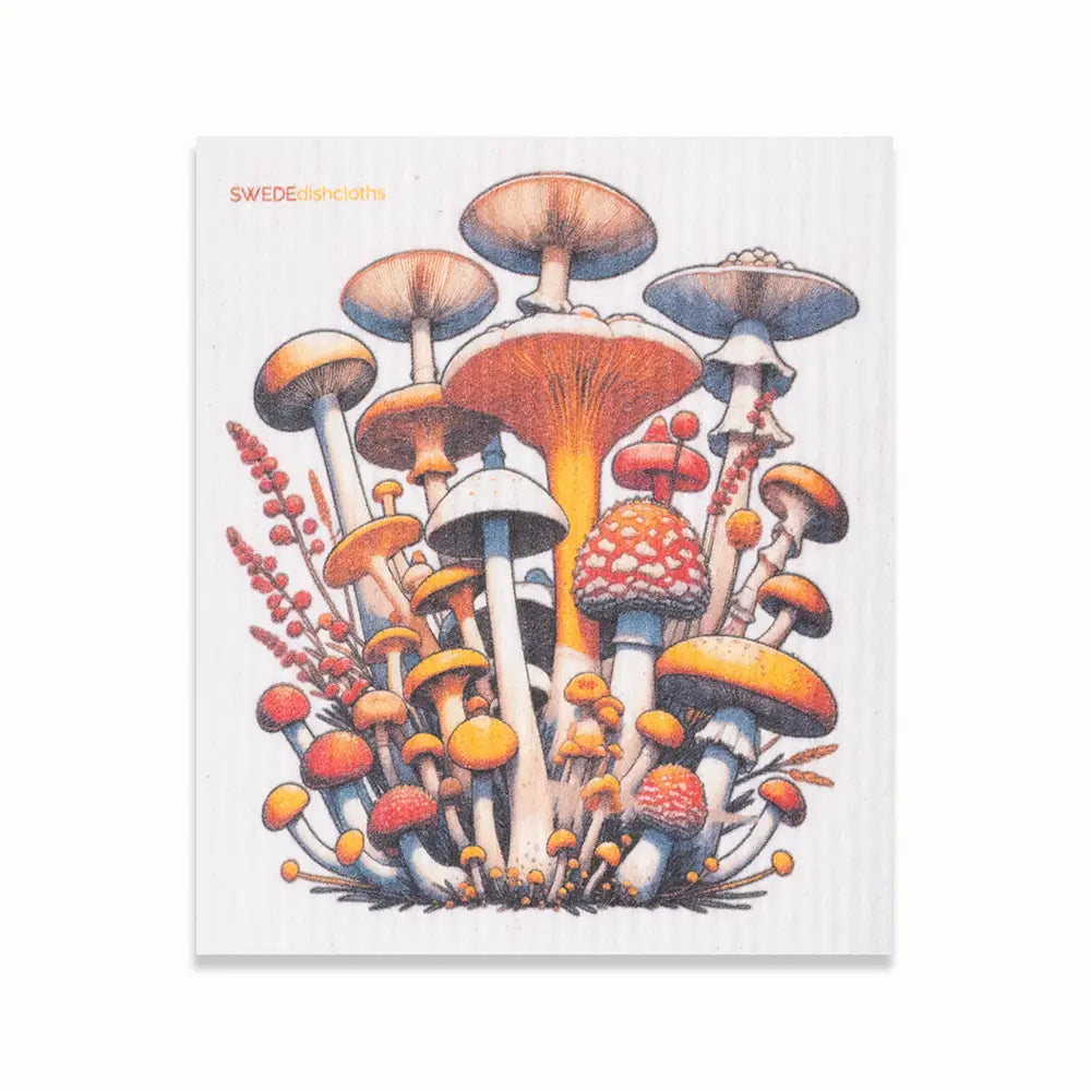 Swedish Dishcloth, Tall Mushrooms