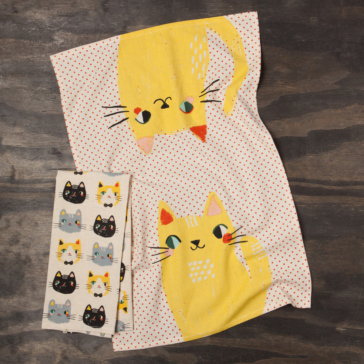S/2 Meow Meow Dishtowels