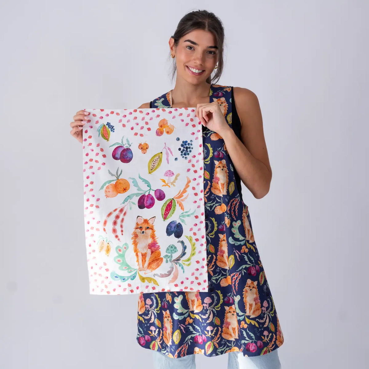 Fox in the Orchard Tea Towel
