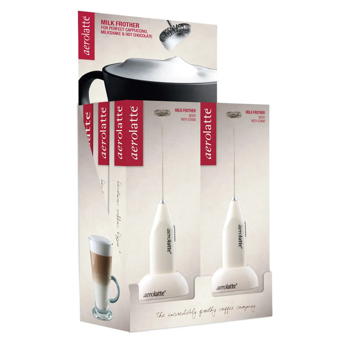 White Aerolatte Milk Frother W/ Stand